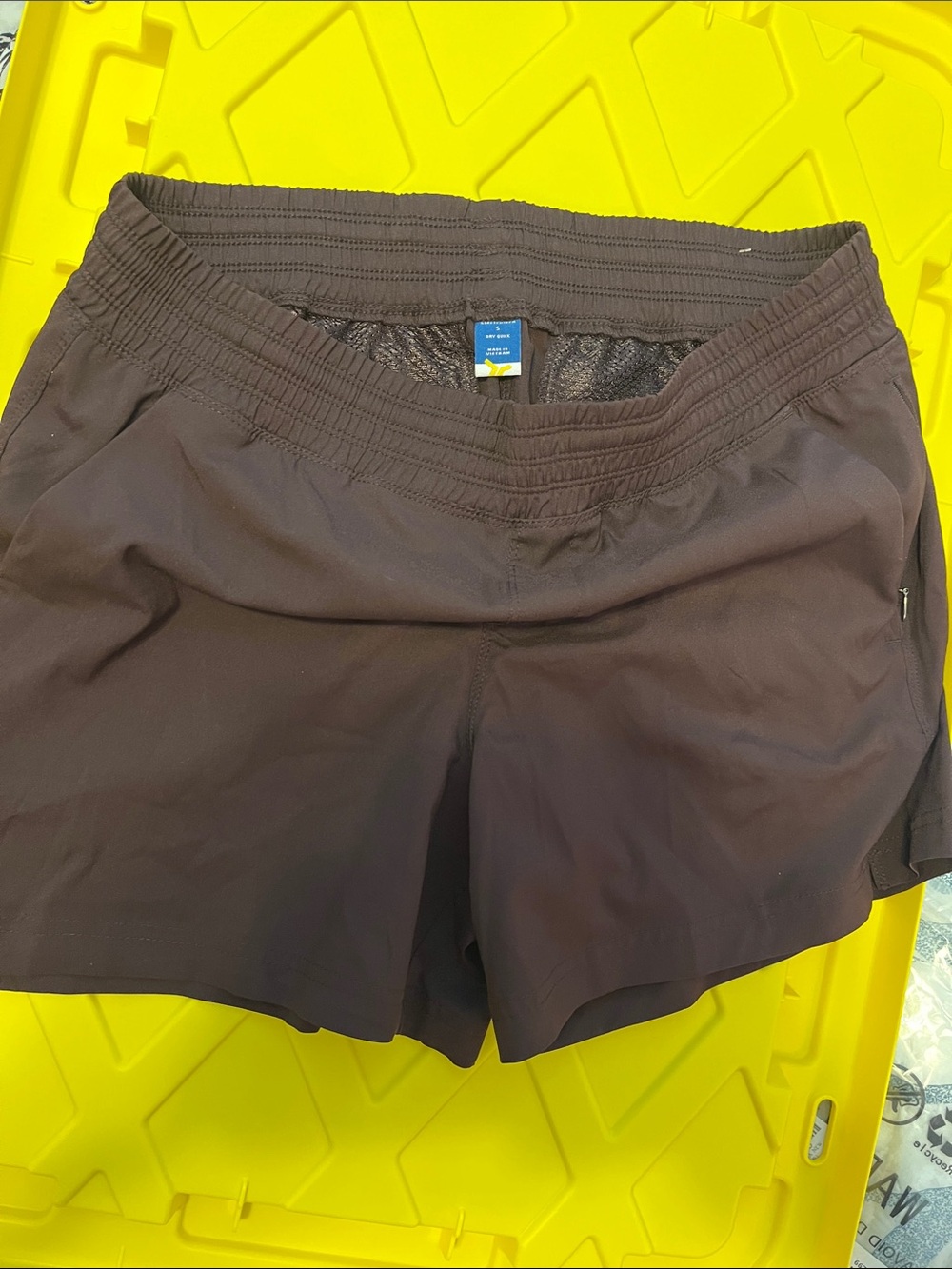 Women's Dark Brown Athletic Shorts with Elastic Waist and Liner